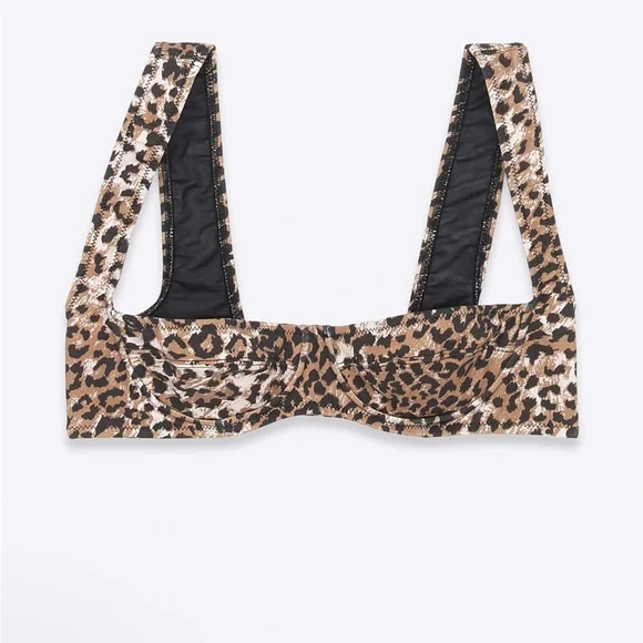 Ragdoll Los Angeles Brown Leopard Print Bikini Bralette Top - Picture 1 of 8